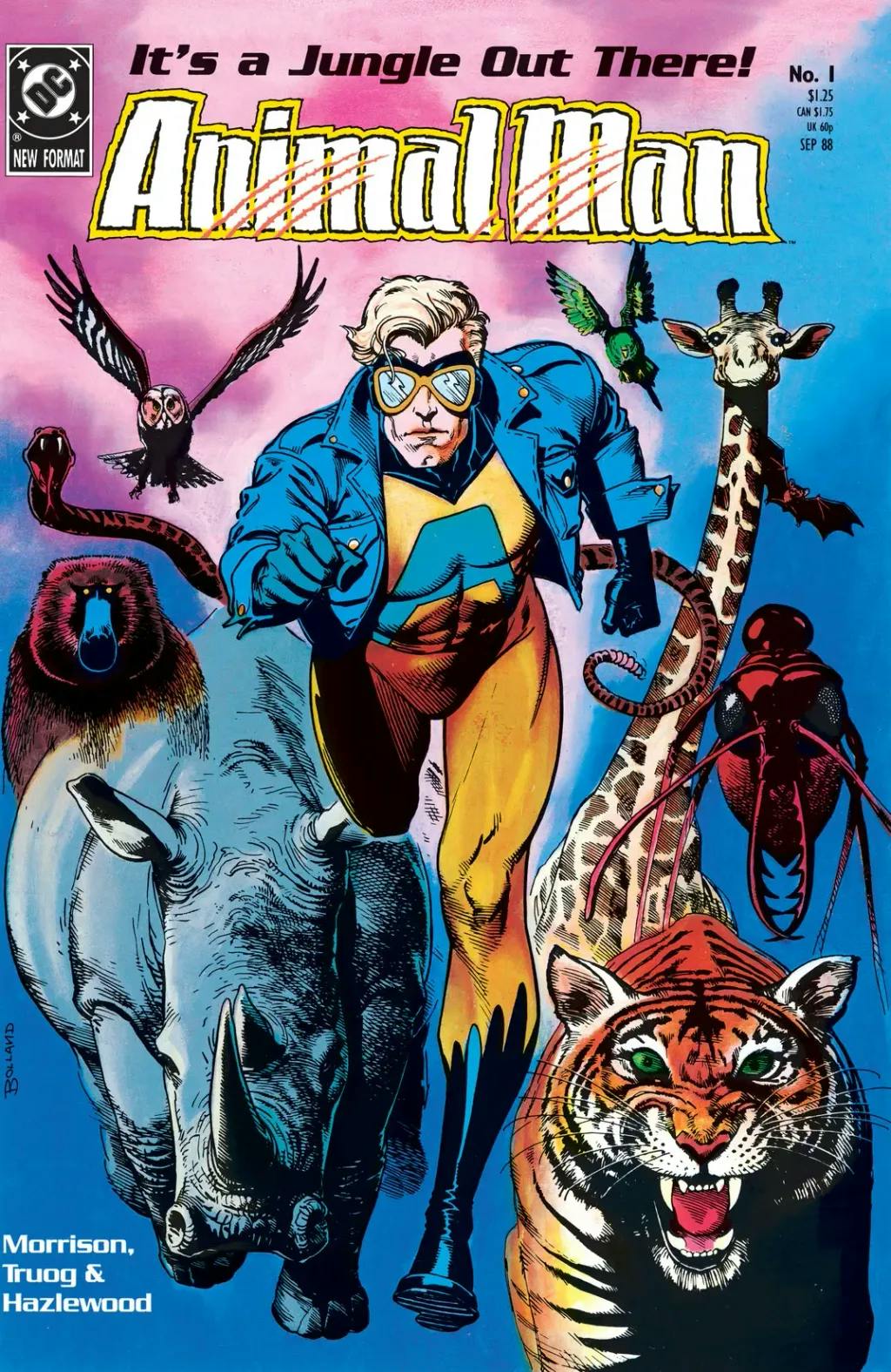 Cover of Animal Man #1 by Grant Morrison and Chas Truog, with art by Brian Bolland