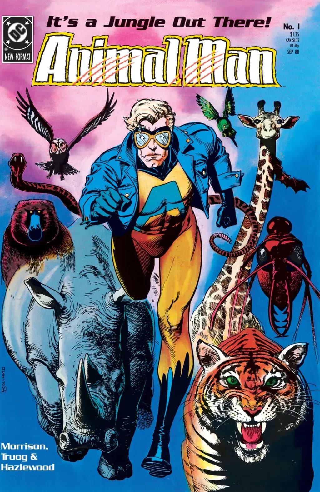 Cover of Animal Man #1 by Grant Morrison and Chas Truog, with art by Brian Bolland