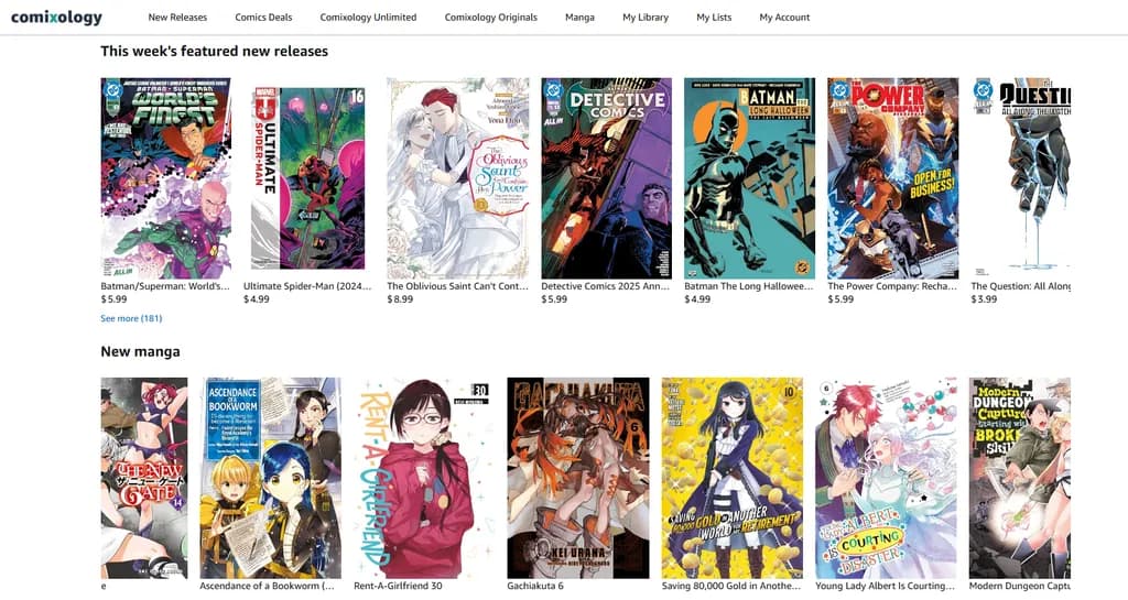Comixology Homepage