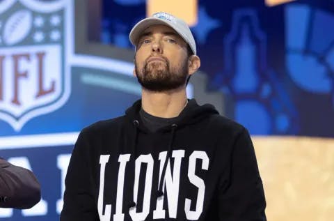 Eminem during day 1 of the NFL Draft on April 25, 2024 at Fox Theatre in Detroit, MI. 