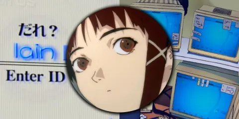 lain image behind computer screen