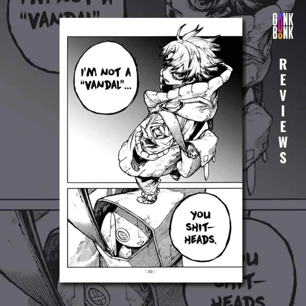 Gachiakuta Vol 1 preview page 1 - Rudo rudely introduces himself. 