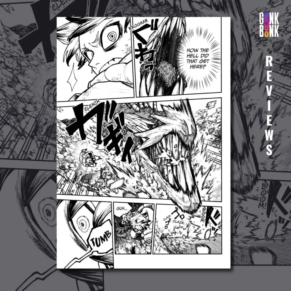 Gachiakuta Vol 1 preview page 2 - Rudo is chased by a grotesque monster. 