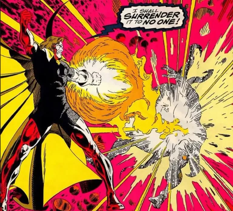 Adam Warlock using an energy blast