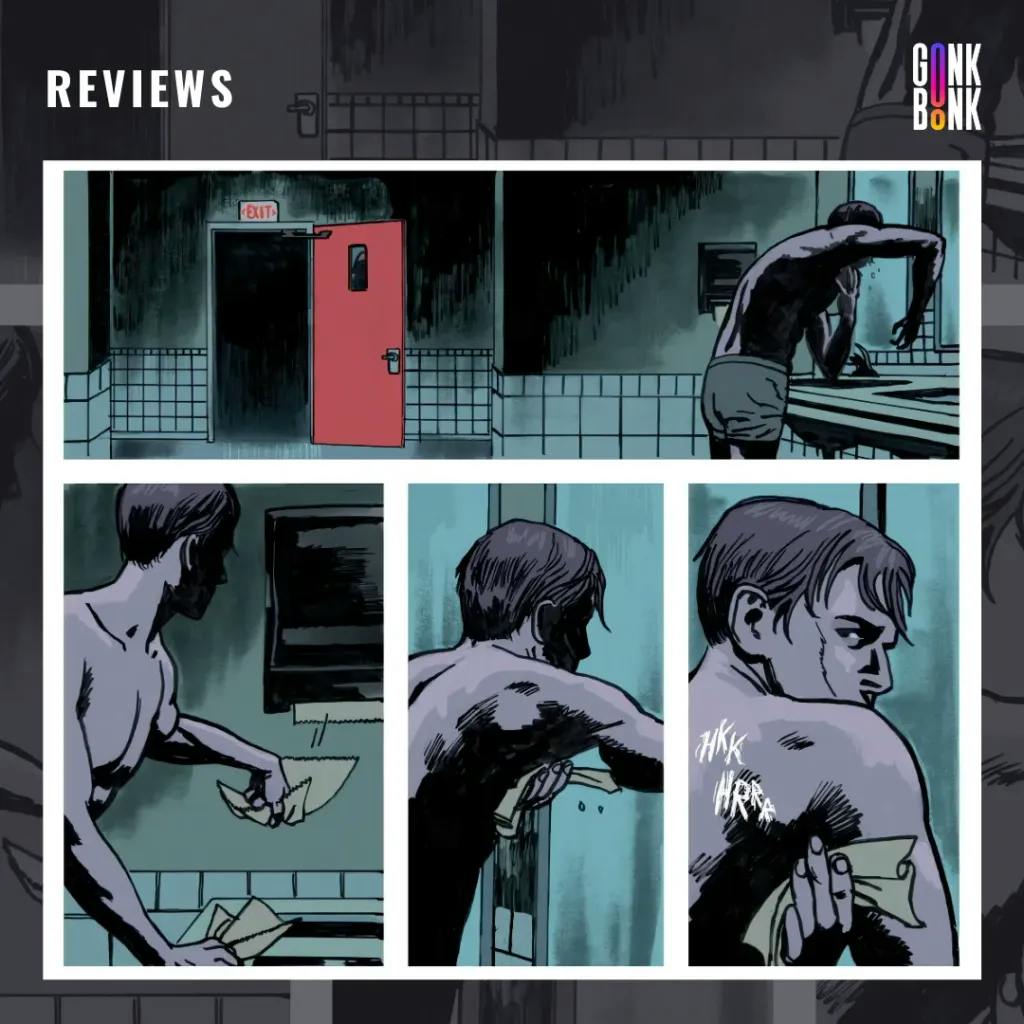 The Deviant #1 comic panel - man in the bathroom