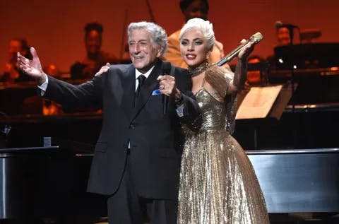 Tony Bennett and Lady Gaga perform live at Radio City Music Hall on August 05, 2021 in New York City.