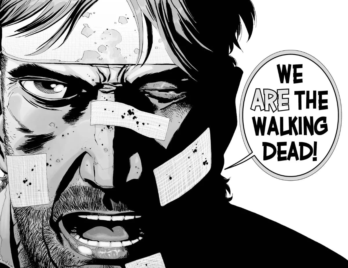 From The Walking Dead #24, written by Robert Kirkman and illustrated by Charlie Adlard