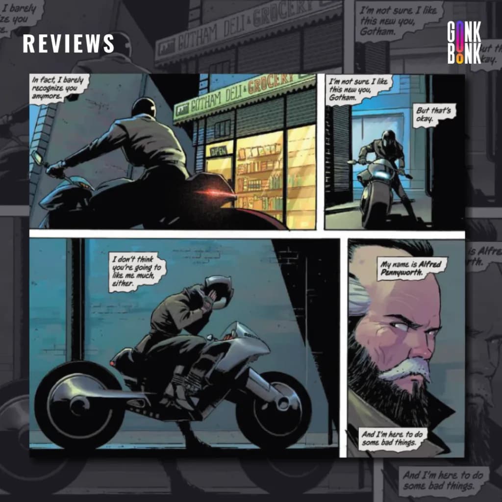 Absolute Batman #1 preview page 1 - Alfred arrives in Gotham City.