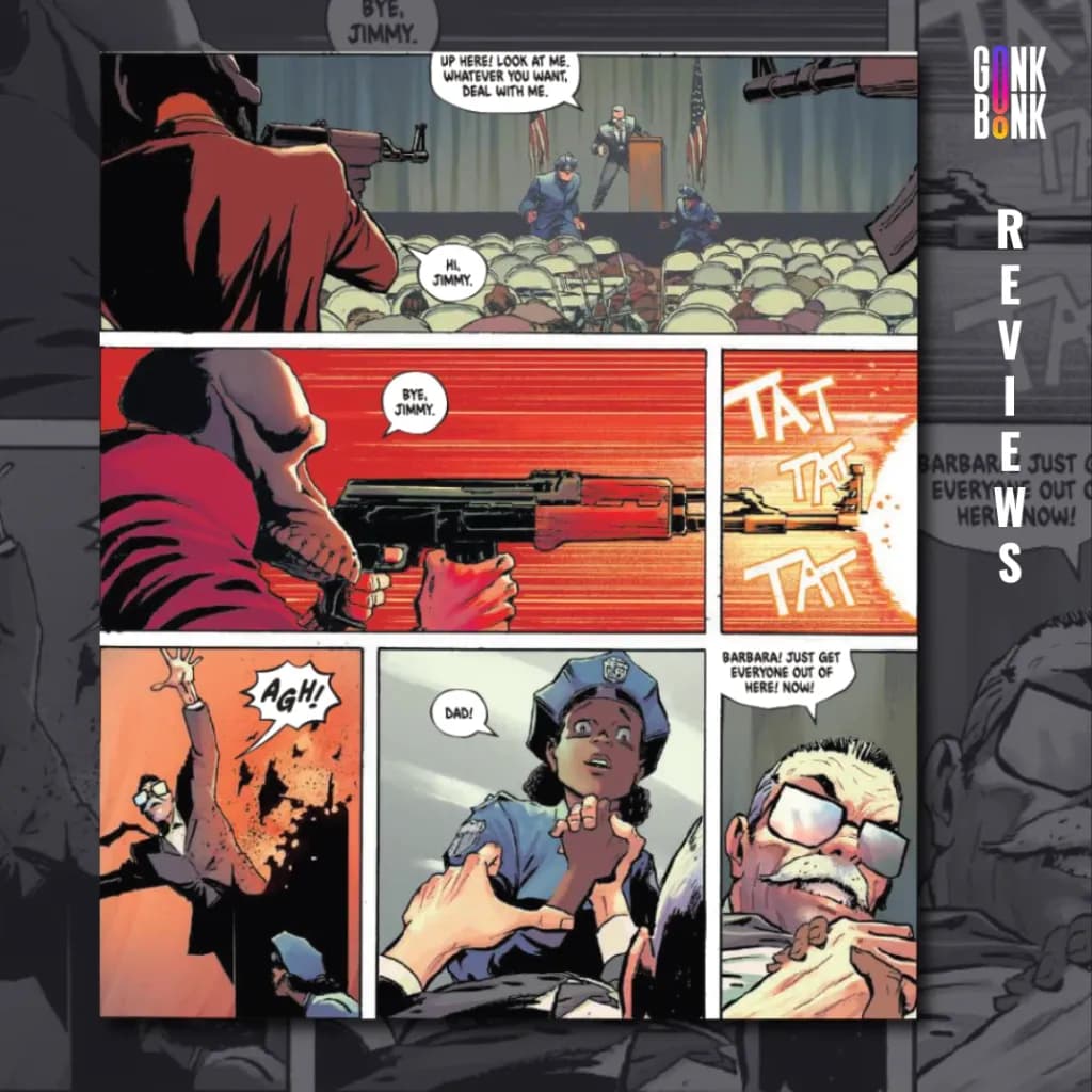 Absolute Batman #1 preview page 2 - The Party Animals Attack Commissioner Gordon.