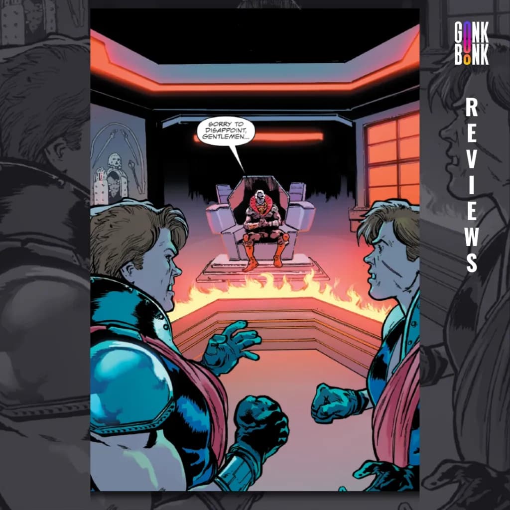 Destro #5 preview page 1 - Tomax and Xamot enter the room and find Destro.