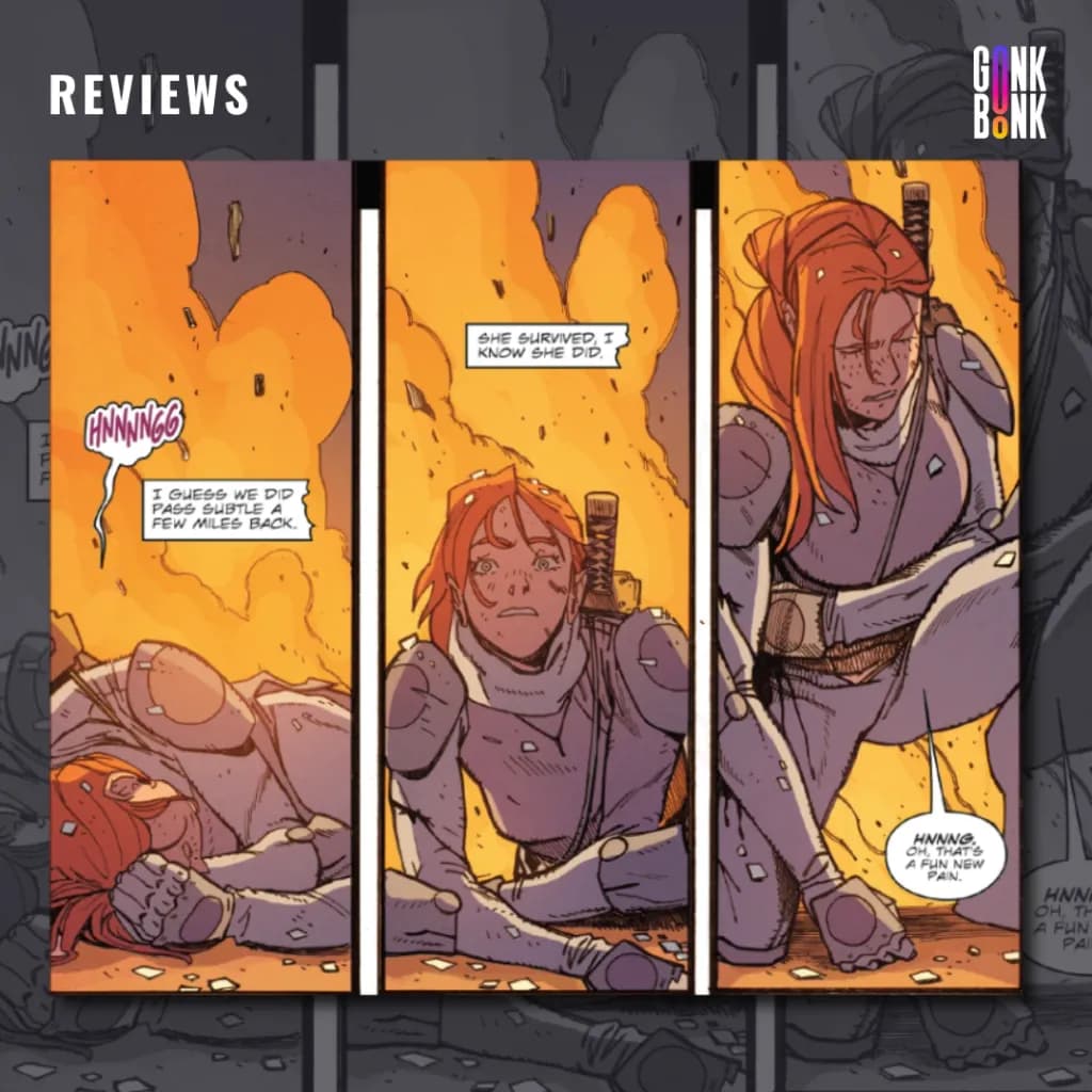 Scarlett #5 preview page 2 - Scarlett is recovering from an explosion.