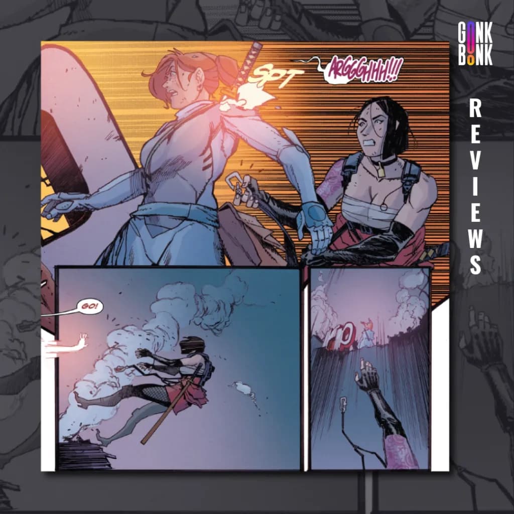 Scarlett #5 preview page 3 - Scarlett and Jinx are attacked by Cobra on the roof.