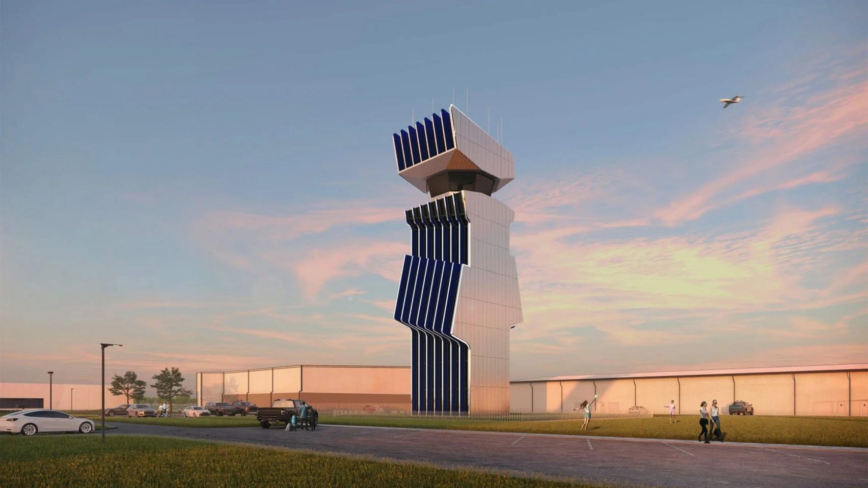 Sentinel design for air traffic control tower in Indiana by Marlon Blackwell Architects