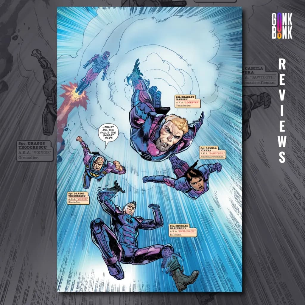 Sentinels #1 preview page 1 - The Sentinels dive into their mission.