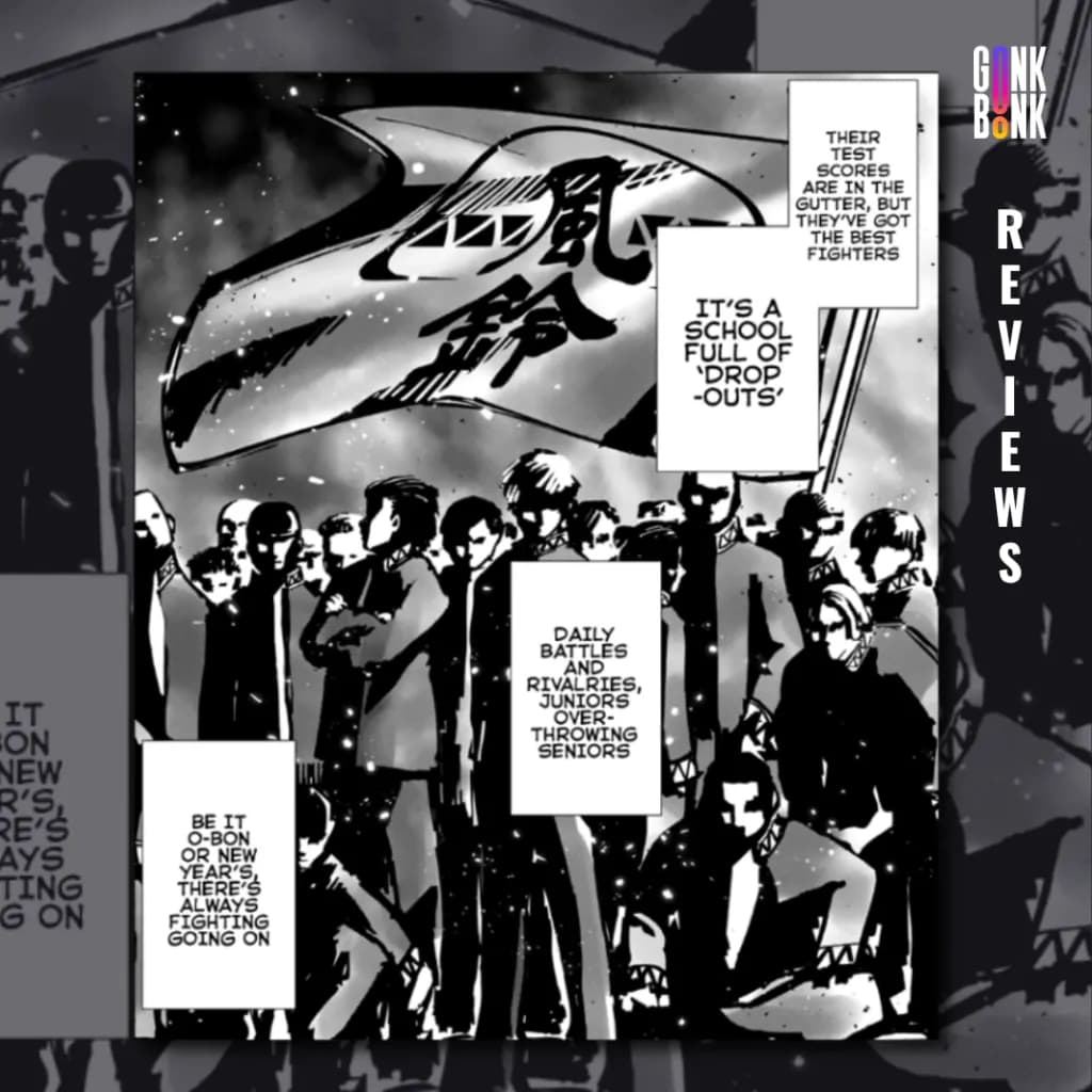 Wind Breaker Vol 1 preview page 2 - The delinquents of Fuurin High standing menacingly