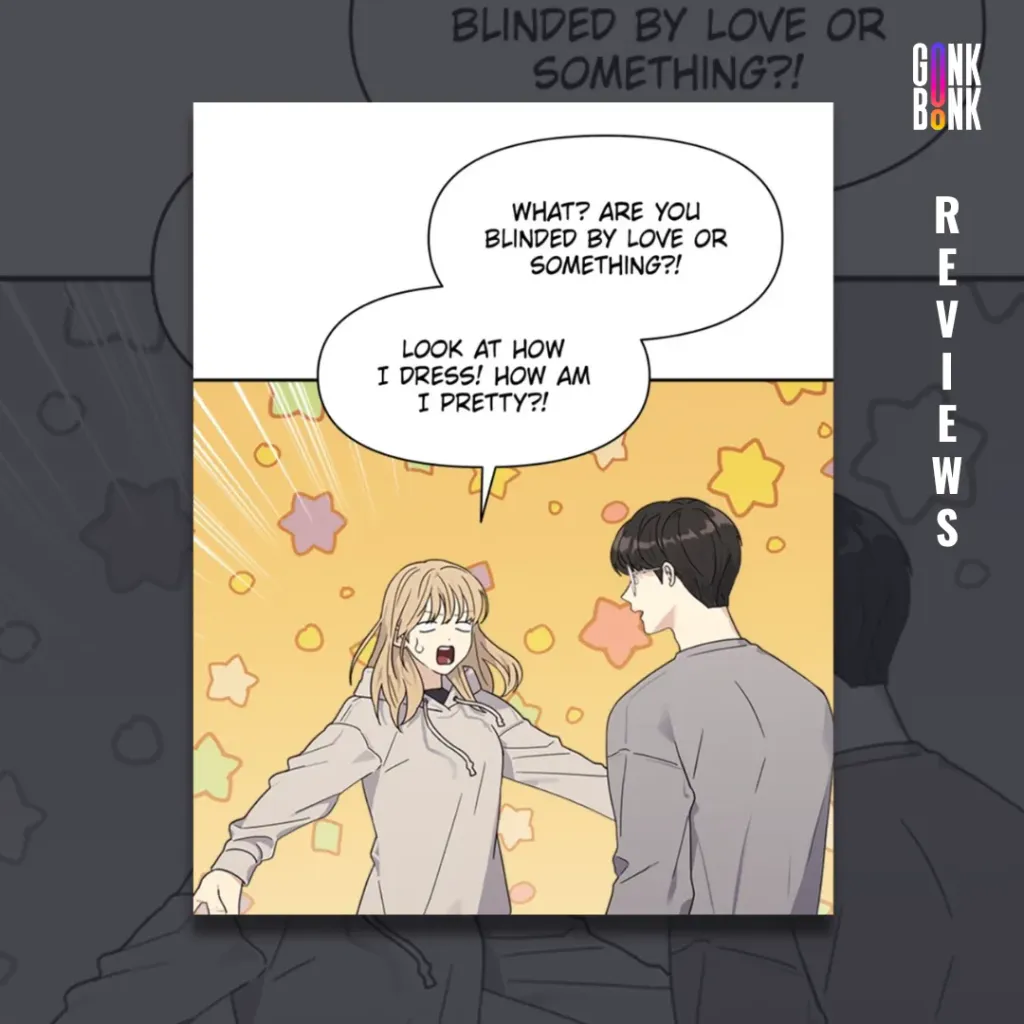 Couple Breaker -  Female lead showing off her dress to the male lead