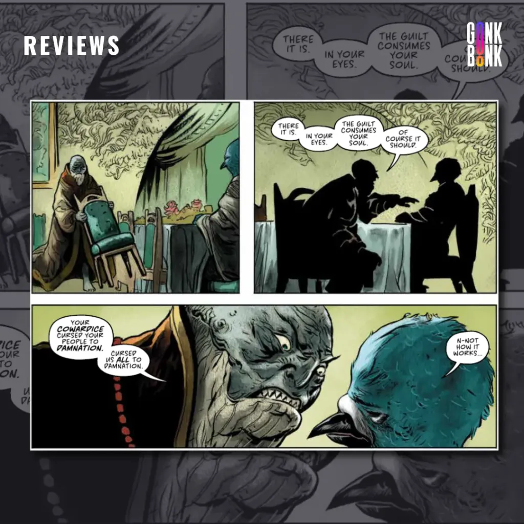 The Sacrificers 8 - Two characters arguing on a table