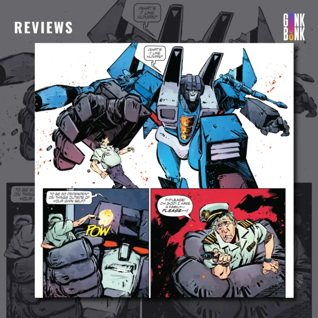 Transformers 8 - Transformer clutching a human officer in its hand