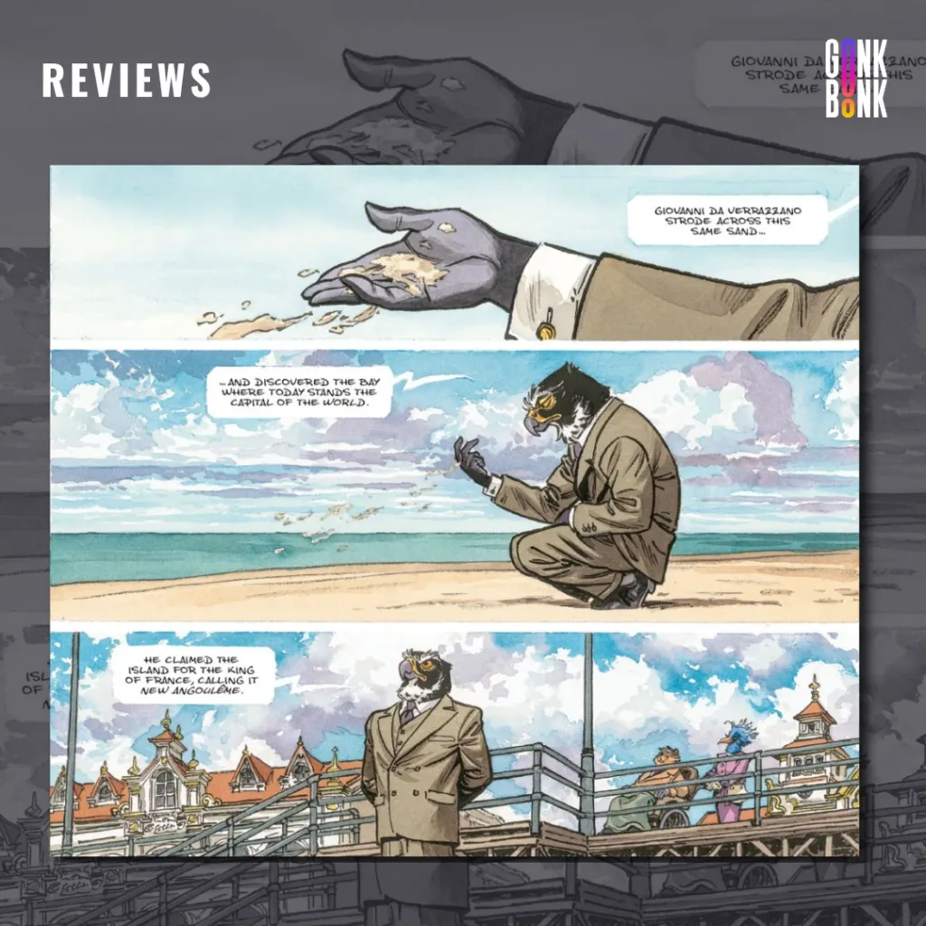 Blacksad: They All Fall Down Part Two preview page 2 - Solomon sifts through the sand on the beach of New York.