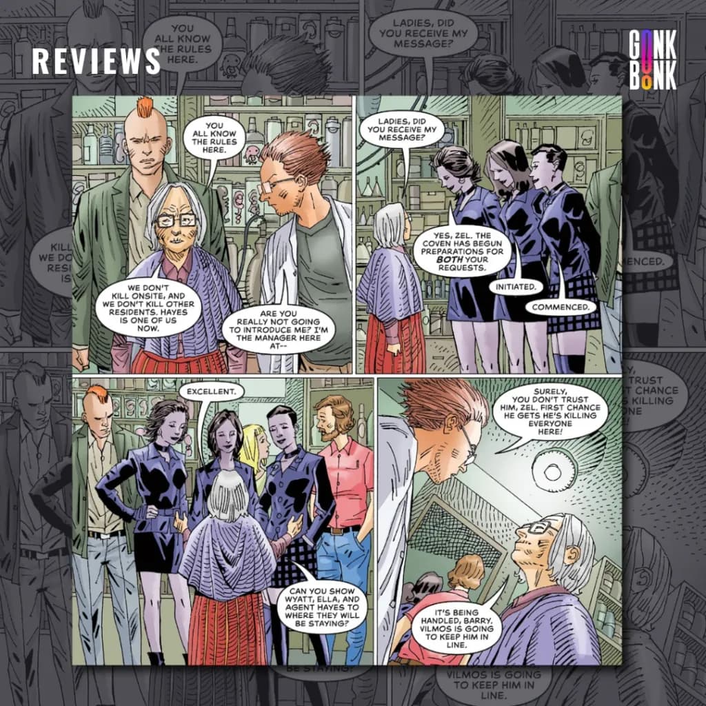 Where Monsters Lie: Cull-De-Sac #1 preview page 3 - Granny Zel speaks with The Coven about her preparations.